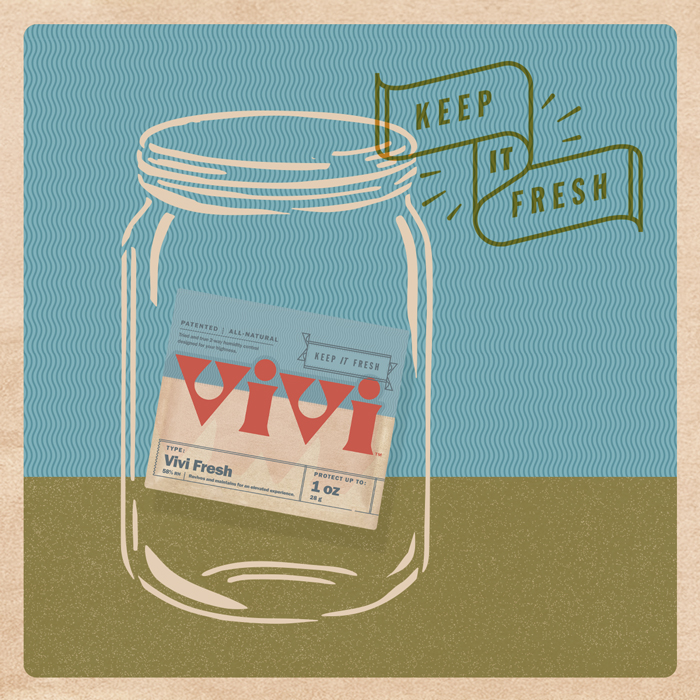A jar with a Vivi Fresh pack inside. A jar with a Vivi Fresh pack inside.